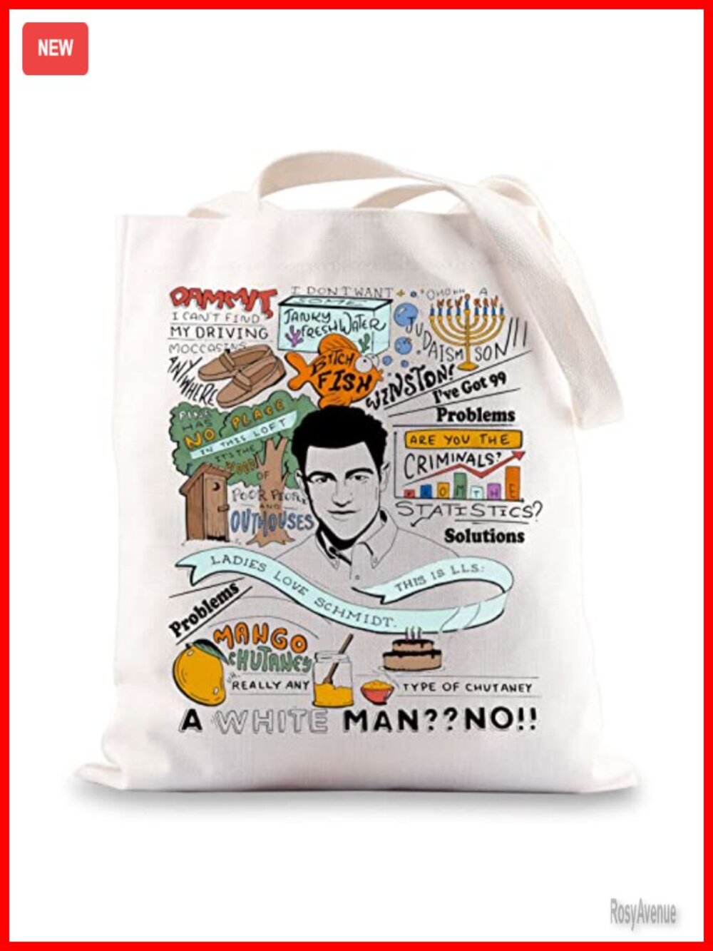 Canvas Tote Bag Schmidt Fans TV Show Inspired Cotton Shoulder Bag